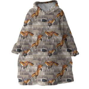Foxes Hoodie Wearable Blanket WB1061 1