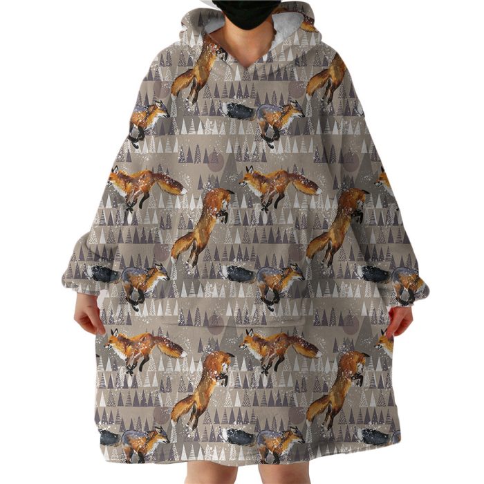 Foxes Hoodie Wearable Blanket WB1061