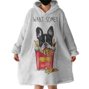 French Fries Bulldog Hoodie Wearable Blanket WB0311