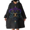 Galaxy Moon Gradient Mint & Purple Zodiac Black Theme Hoodie Wearable Blanket WB0686