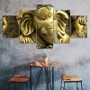 Ganesha Remover of Obstacles Hindu God 5 Piece Five Panel Wall Canvas Print Modern Art Poster Wall Art Decor