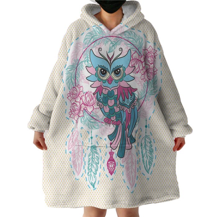 Gaudy Owl Hoodie Wearable Blanket WB1410