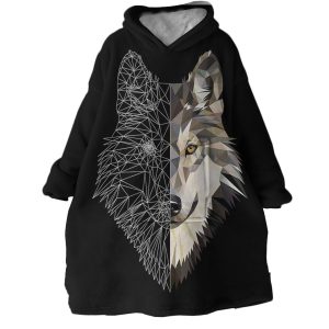 Geometric Wolf Hoodie Wearable Blanket WB2096 1