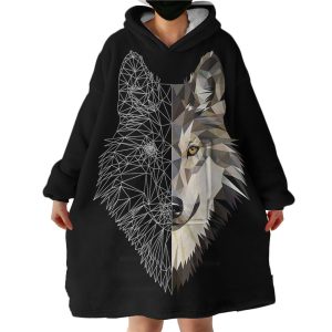 Geometric Wolf Hoodie Wearable Blanket WB2096