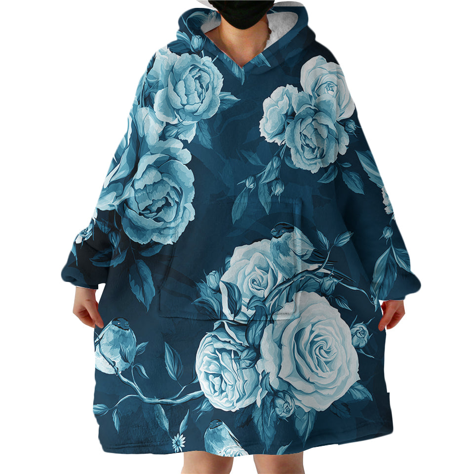 Ghostly-Roses-Hoodie-Wearable-Blanket-WB1587 Ghostly Roses Hoodie Wearable Blanket WB1587