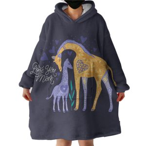 Giraffe - Love you Mom Hoodie Wearable Blanket WB0584