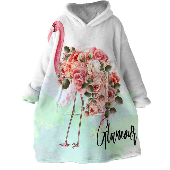 Glamour Flamingo Hoodie Wearable Blanket WB1830 1