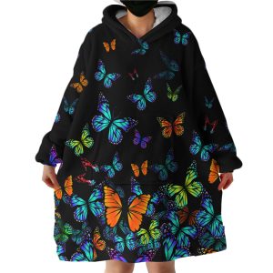 Glowing Butterflies Hoodie Wearable Blanket WB1630