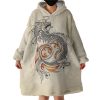 Gold Asian Dragon Beige Hoodie Wearable Blanket WB0035