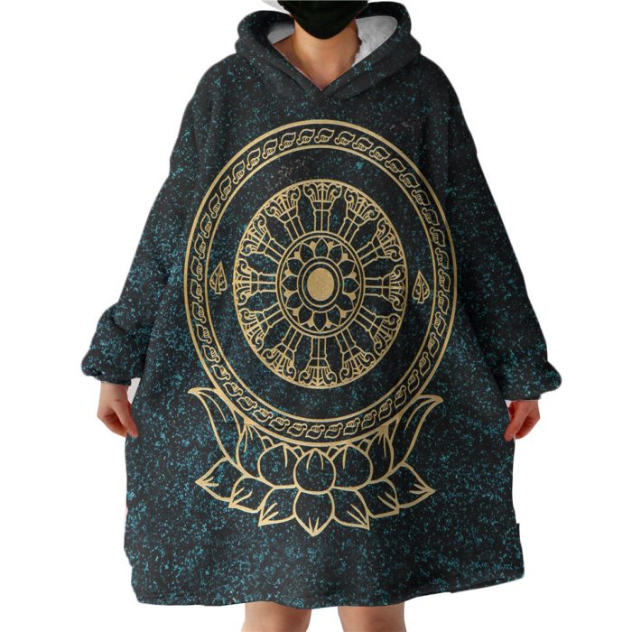 Gold Metal Lotus Mandala Hoodie Wearable Blanket WB0610