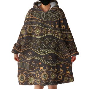 Golden Ancient Aztec Animal Hoodie Wearable Blanket WB0504