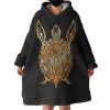 Golden Aztec Pattern Turtle Hoodie Wearable Blanket WB0158