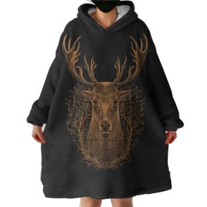 Golden Deer Hoodie Wearable Blanket WB0016