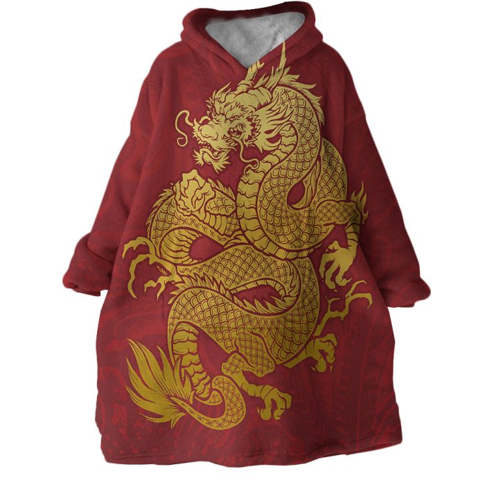Golden Dragon Hoodie Wearable Blanket WB0926 1