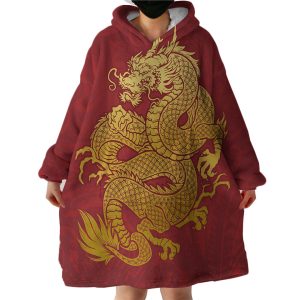 Golden Dragon Hoodie Wearable Blanket WB0926
