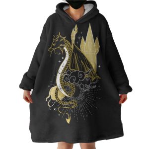 Golden Dragon & Royal Tower Hoodie Wearable Blanket WB0468