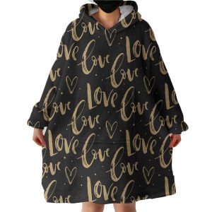 Golden Love Text Hoodie Wearable Blanket WB0509