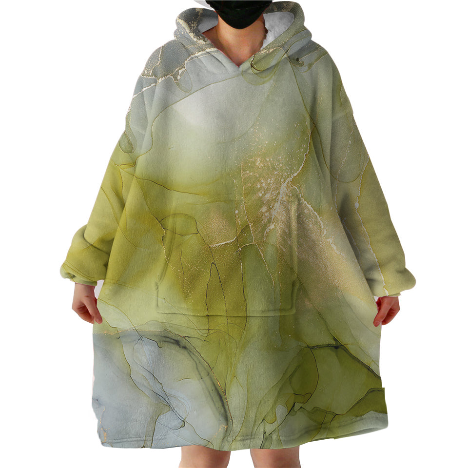 Golden Splash Grey & Chartreuse Hoodie Wearable Blanket WB0431