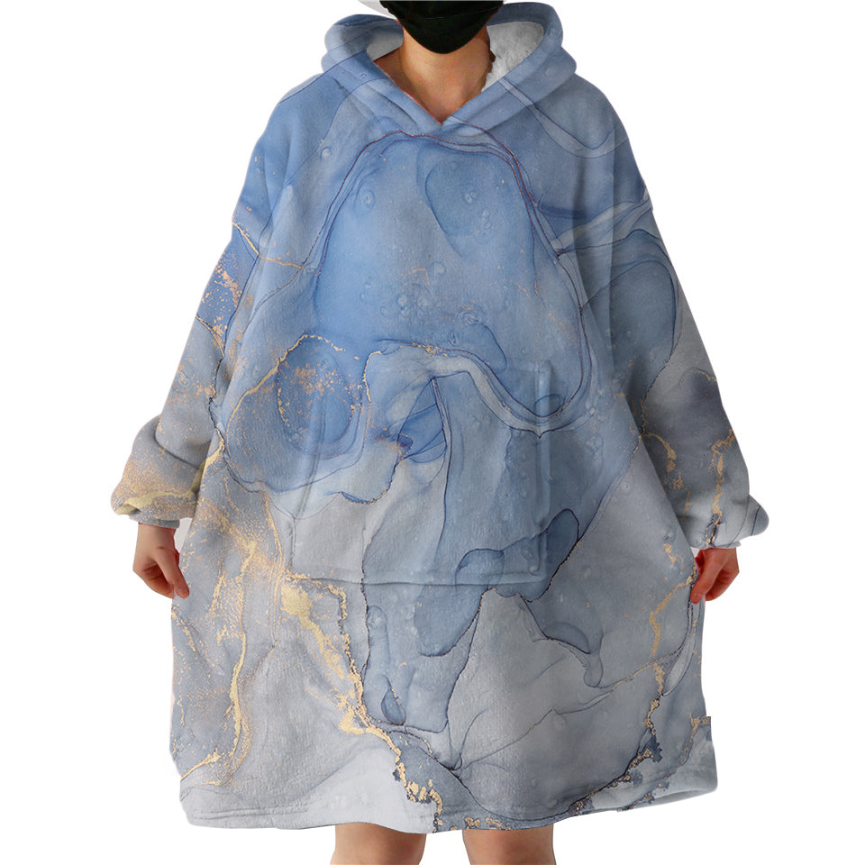 Golden Splash Indigo Blue Hoodie Wearable Blanket WB0728