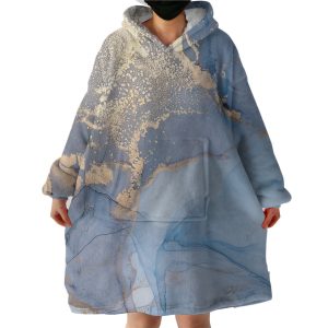 Golden Splash Navy Wave Hoodie Wearable Blanket WB0430