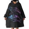 Gradient Blue & Purple Night Forest in Hands Hoodie Wearable Blanket WB0604