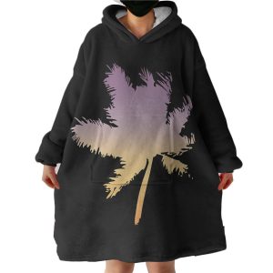 Gradient Purple Yellow Coconut Plant Shape Hoodie Wearable Blanket WB0357
