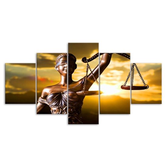 Greek Goddess of Justice Themis Statue 5 Piece Five Panel Wall Canvas Print Modern Art Poster Wall Art Decor 3