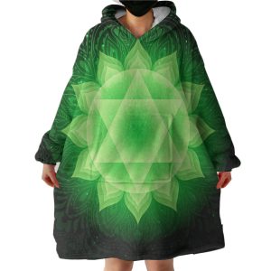 Green Mandala Pattern Hoodie Wearable Blanket WB0739