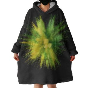 Green & Yellow Splash Black Theme Hoodie Wearable Blanket WB0441