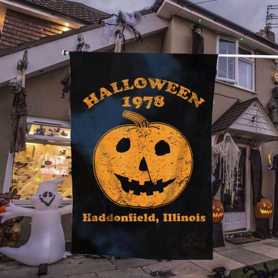 Halloween 1978 Holiday Ppooky Gift Pyers Pumpkin Haddonfield Personalized Garden Flag House Flag Double Sided Home Design Outdoor Porch