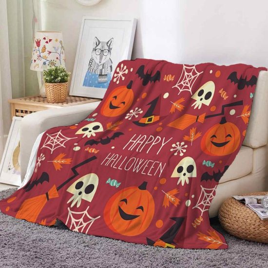 Halloween Blanket Pumpkin Blanket Bat Blanket Spider Blanket  Blanket Gift Bed Couch Sofa Dorm B003