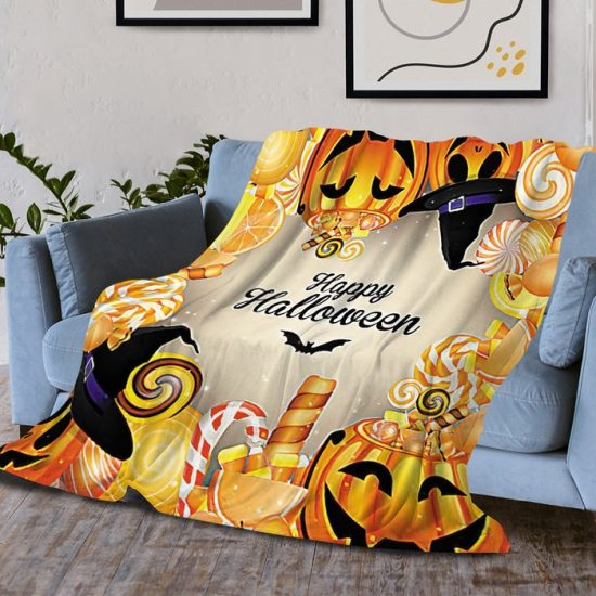 Halloween Blanket Pumpkin Blanket Bat Blanket Spider Blanket  Blanket Gift Bed Couch Sofa Dorm B007