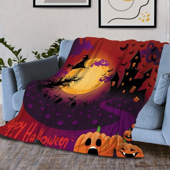Halloween Blanket Pumpkin Blanket Bat Blanket Spider Blanket Halloween Witch Blanket Gift Bed Couch Sofa Dorm B224