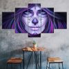 Halloween Face Purple Sugar Skull 5 Piece Five Panel Wall Canvas Print Modern Art Poster Wall Art Decor