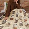 Halloween Horror Fall Coffee Vintage Blanket Halloween Gifts Cozy Plush Fleece Mink Sherpa Black Cats Trick or Treat Spooky Skeleton