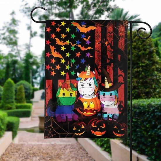 Halloween Lgbt Unicorn Personalized Garden Flag House Flag Double Sided Home Design Outdoor Porch