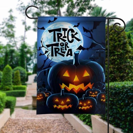 Halloween Night Trick Or Treat Halloween Personalized Garden Flag House Flag Double Sided Home Design Outdoor Porch