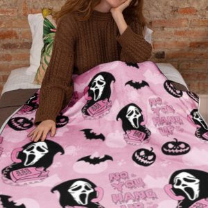 Halloween No You Hang Up Funny Vintage Blanket Scream Halloween Gifts Cozy Plush Fleece Premium Mink Sherpa Pumpkin Spooky Skeleton 2