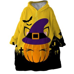 Halloween Pumpkin Hoodie Wearable Blanket WB1505 1