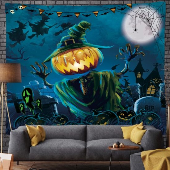 Halloween Pumpkin Moon Tapestry Wall Hanging Backdrop For Living Room Bedroom Night 1 1