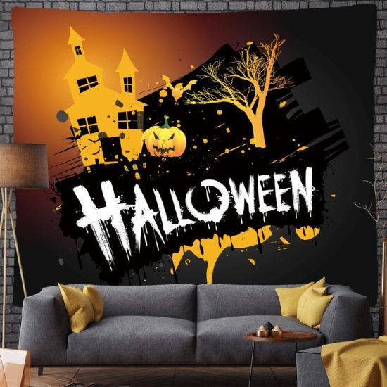 Halloween Pumpkin Moon Tapestry Wall Hanging Backdrop For Living Room Bedroom Night 1