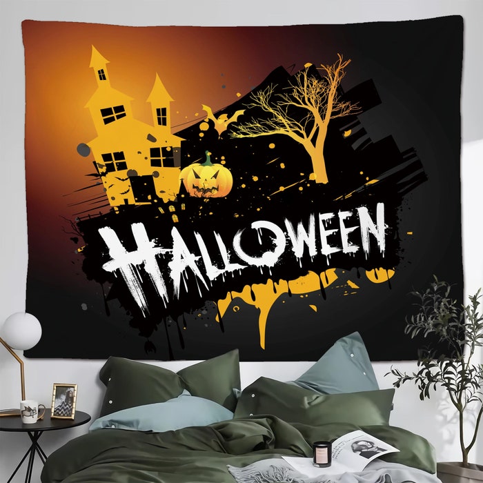 Halloween Pumpkin Moon Tapestry Wall Hanging Backdrop For Living Room Bedroom Night 2