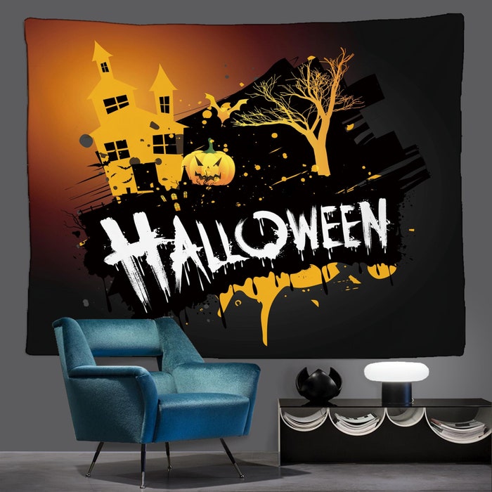 Halloween Pumpkin Moon Tapestry Wall Hanging Backdrop For Living Room Bedroom Night