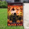 Halloween Pumpkins Never Mind The Witch Beware Of The Black Cat Personalized Garden Flag House Flag Double Sided Home Design Outdoor Porch