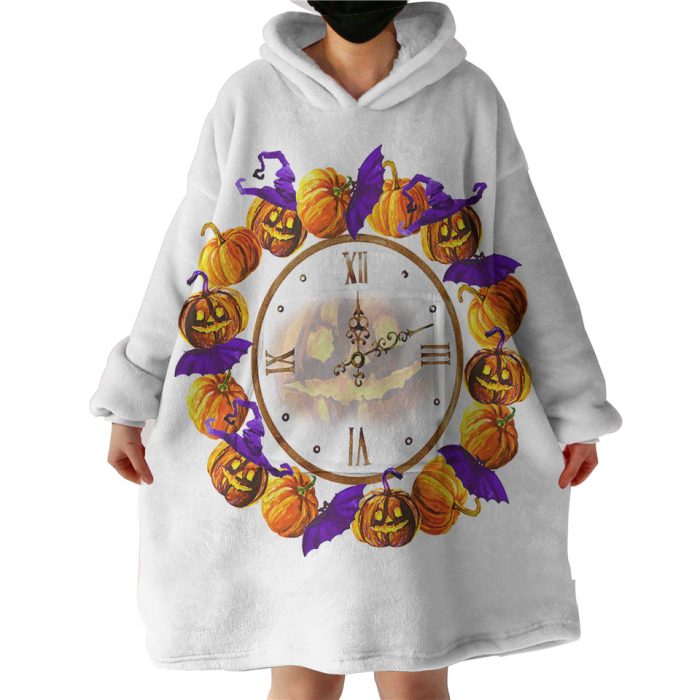 Halloween Pumpskin Clock Hoodie Wearable Blanket WB0189