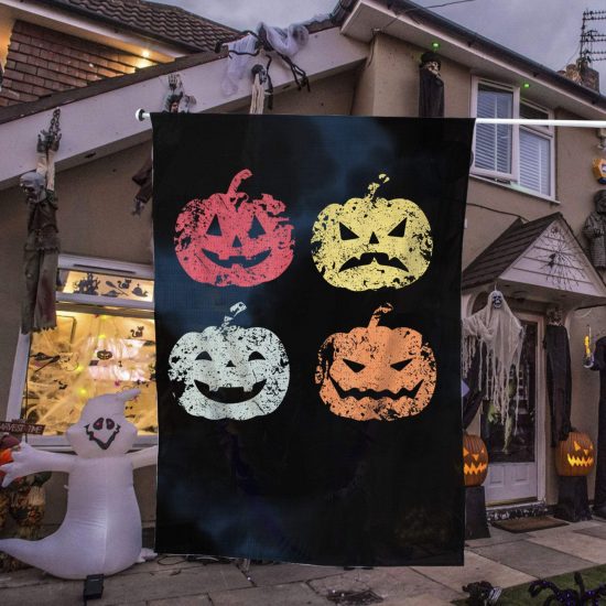 Halloween Retro Vintage Pumpkin Halloween Personalized Garden Flag House Flag Double Sided Home Design Outdoor Porch