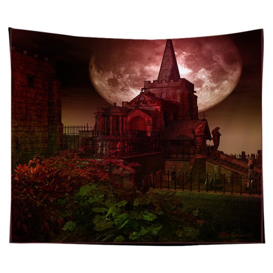 Halloween Tapestry Ghost House Tapestry Background Cloth Party Wall Decor
