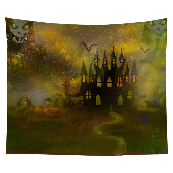 Halloween Tapestry Ghost House Tapestry Background Cloth Party Wall Decor