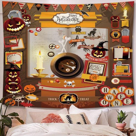 Halloween Tapestry Wall Hanging Tapestry Halloween Decoration Tapestry Wall Backdrop 14
