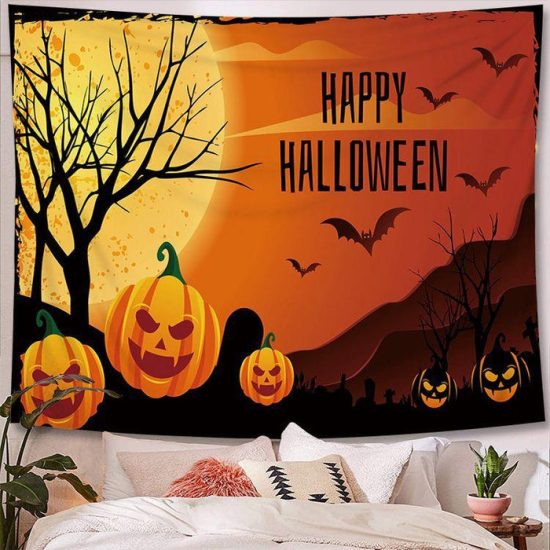Halloween Tapestry Wall Hanging Tapestry Halloween Decoration Tapestry Wall Backdrop 17
